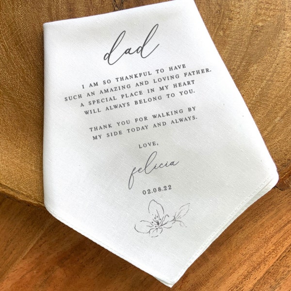 Father of the Bride handkerchief from the Bride, wedding 1handkerchief from daughter, printed, Father of bride gift from bride, dad gift-CBD