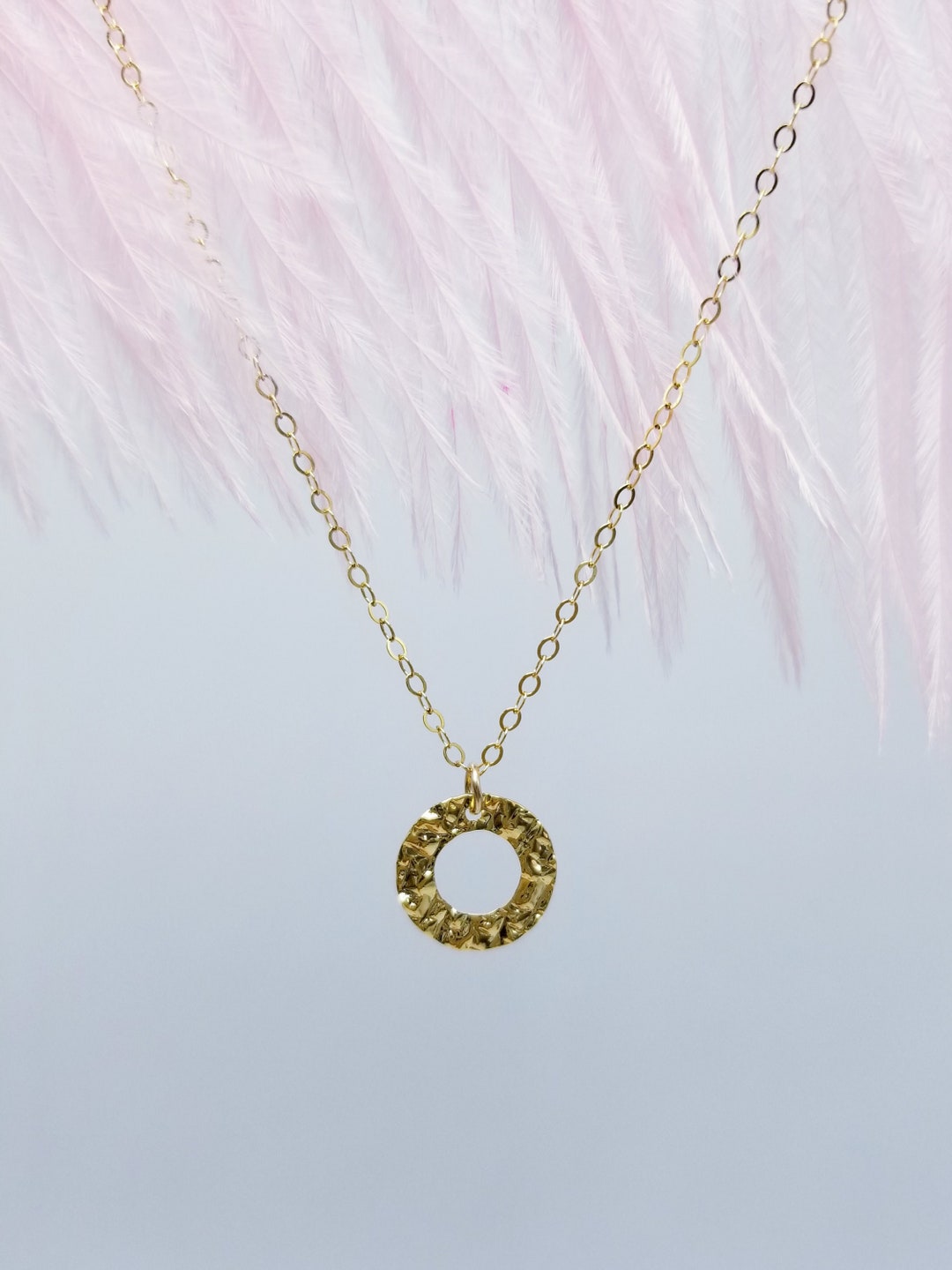 Small Open Circle Necklace 14k Gold Filled Dainty Karma Etsy