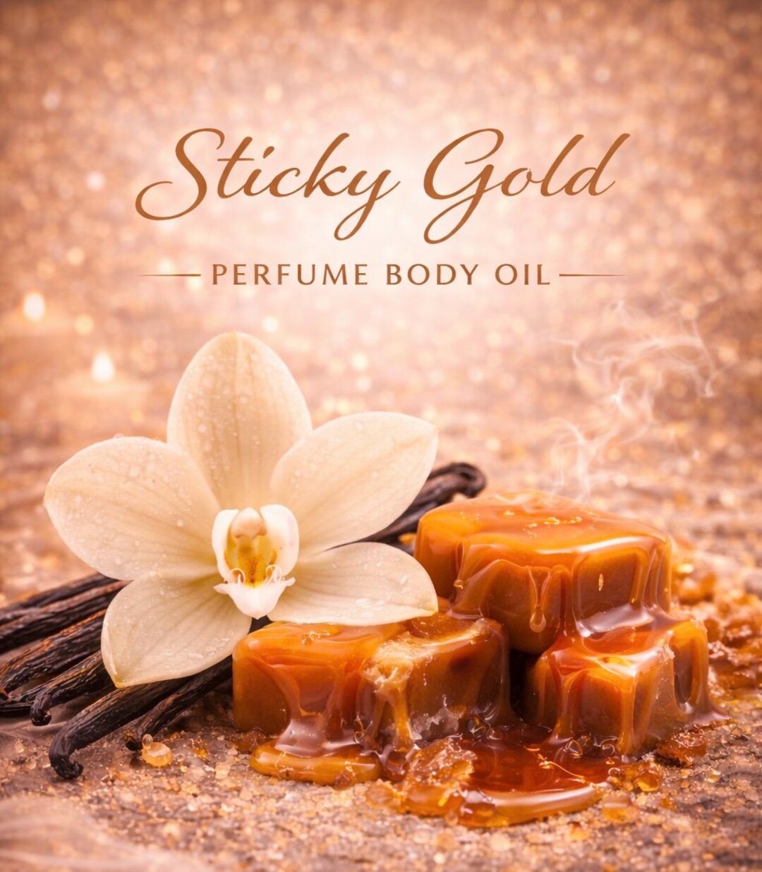 Sticky Gold Perfume Body Oil – Creamy Vanilla Caramel Orchid Scented ...
