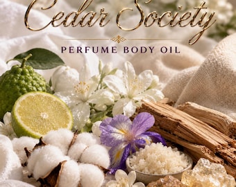 Cedar Society Perfume Body Oil – Clean Cotton Cedarwood Musk Body Oil | Mikas Aromas 4 oz