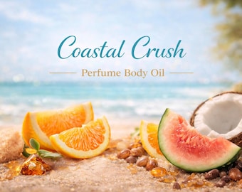 Coastal Crush Perfume Body Oil – Citrus Coconut Amber Scented Body Oil | Mikas Aromas 4 oz