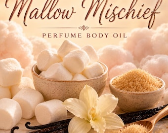 Mallow Mischief Perfume Body Oil – Marshmallow Vanilla Gourmand Body Oil | Mikas Aromas 4 oz