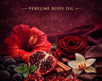 Crimson Bloom Perfume Body Oil – Hibiscus Rose Vanilla Amber Scented Body Oil | Mikas Aromas 4 oz