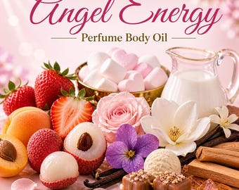 Angel Energy Perfume Body Oil – Strawberry Lychee Marshmallow Vanilla Scented Body Oil | Mikas Aromas 4 oz
