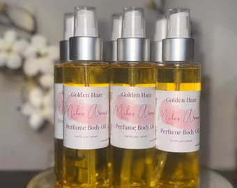 Golden Haze Perfume Body Oil – Long Lasting Warm Vanilla Amber Scented Body Oil | Mikas Aromas 4 oz