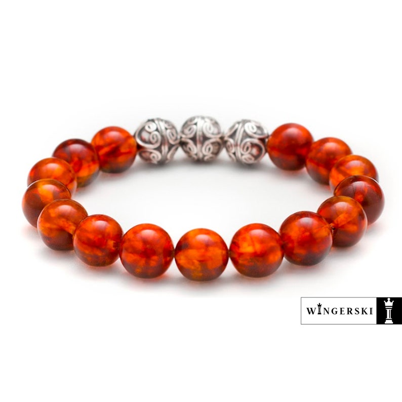 Baltic amber womens bracelet Handmade Unique GIFT for her\u2022Womens Yellow Red Black Stone Bracelet\u2022Natural Amber Stone Bead Bracelet