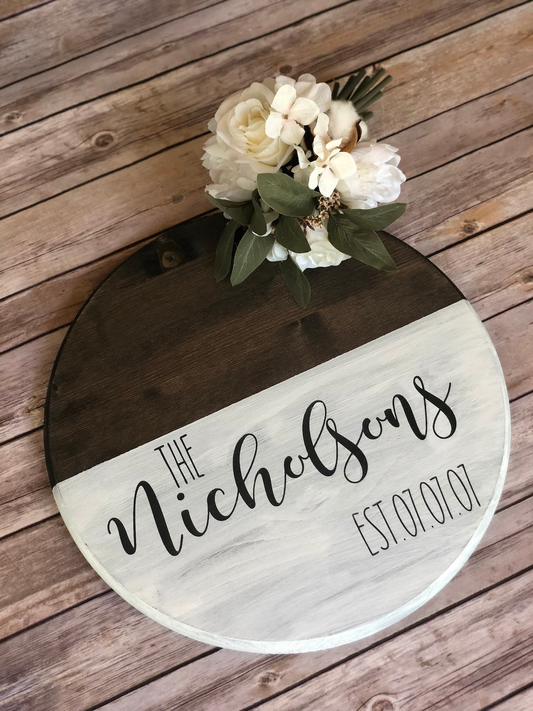 Established Round Farmhouse Wood Sign | Tray | for Her | Bride & Groom ...
