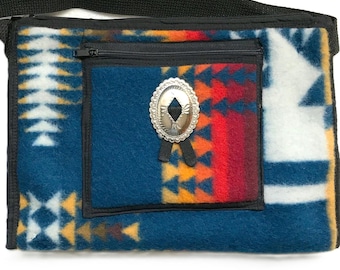 2005 Handmade Southwest Design Wool Fleece Shoulder Bag With Concho