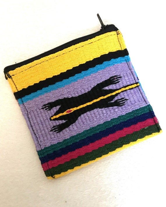 1990s handmade Guatemalan lizard zip pouch