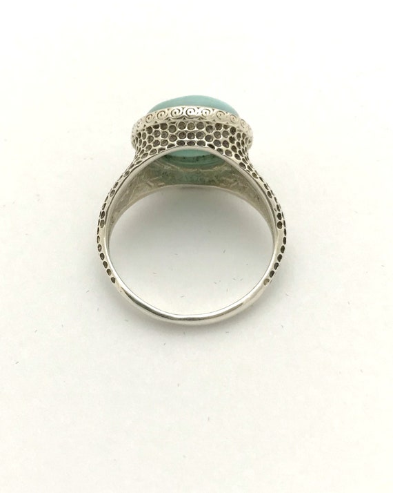 Larimar ring, sterling silver textured band, size… - image 4