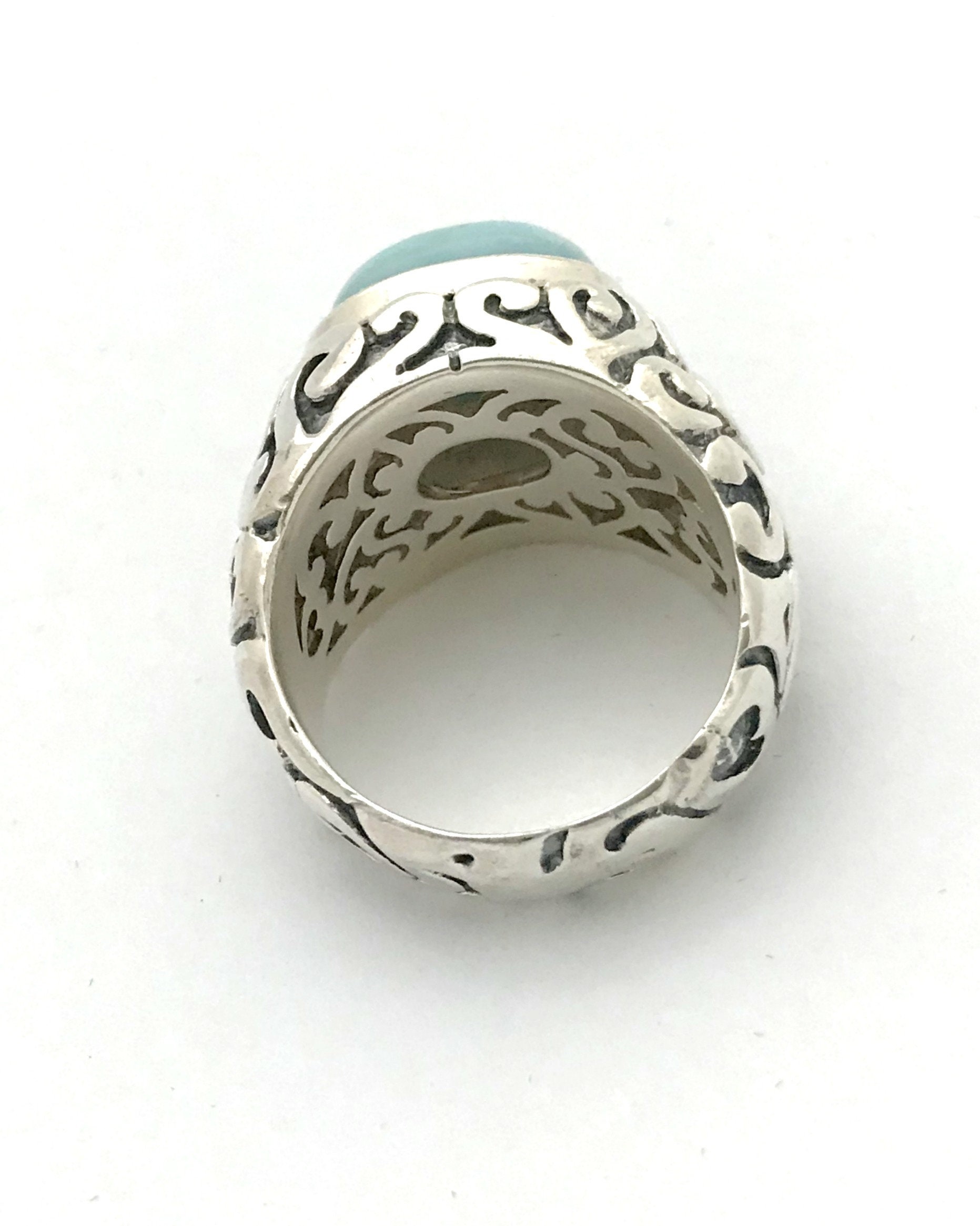 Bold Heavy Mens Larimar Sterling Silver Ring Size 10 Etsy