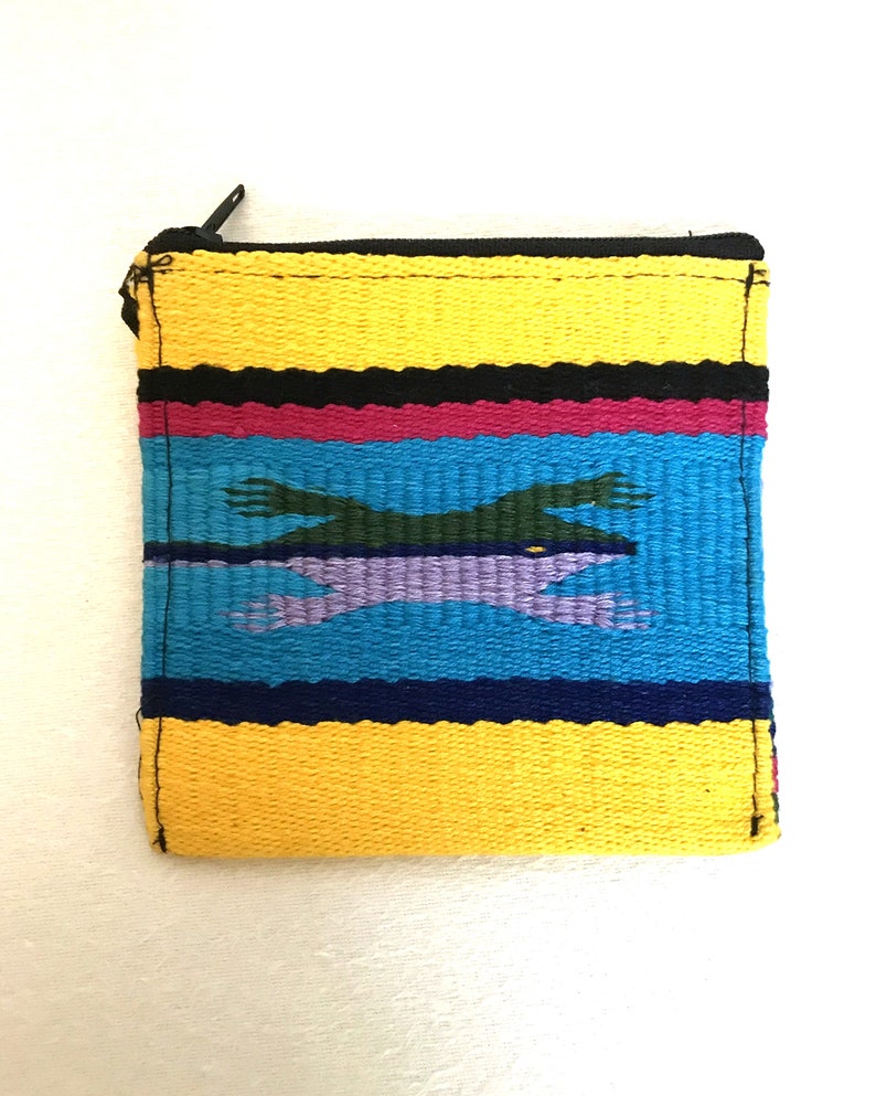 1990s handmade Guatemalan lizard zip pouch