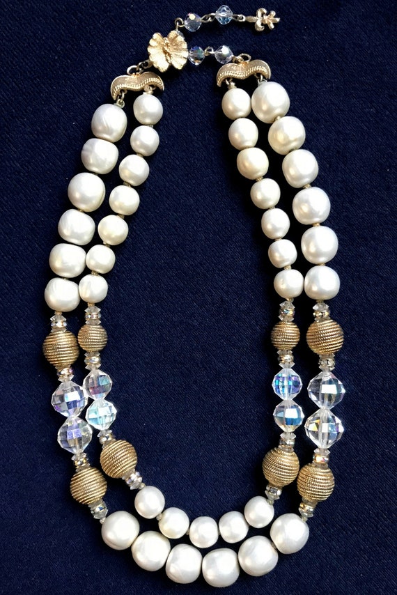 Opulent 1950s Vendome hallmarked pearl and crystal