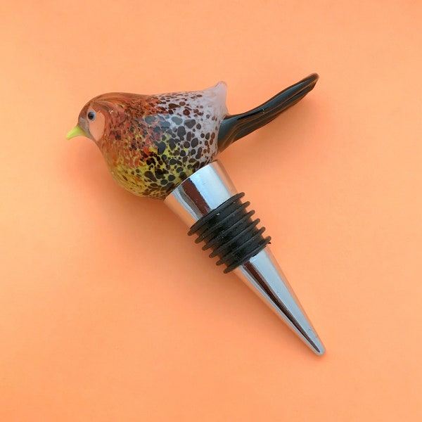 Vintage hand-blown glass bird bottle stopper