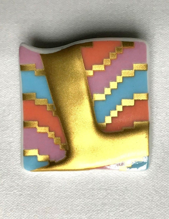 Broche Sculpture En Céramique Signée Johan Van Loon Pour Rosenthal - État Excellent