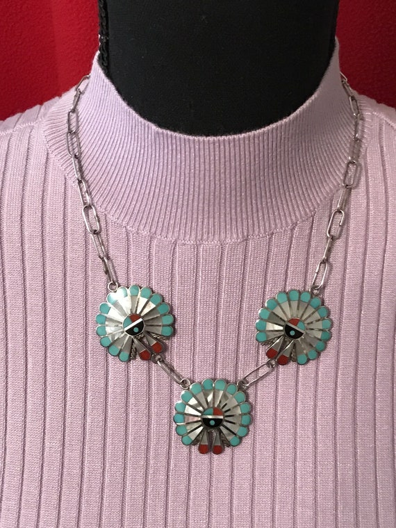 1985 Zuni Sunface necklace by Victoria Unkestine