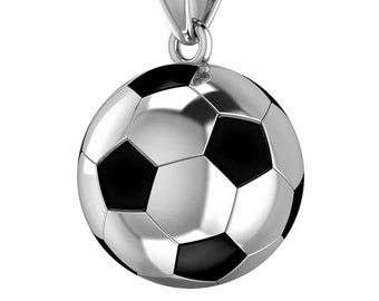 US Jewels 0.925 Sterling Silver 3D Soccer Ball Football Pendant, Available in 3 Sizes
