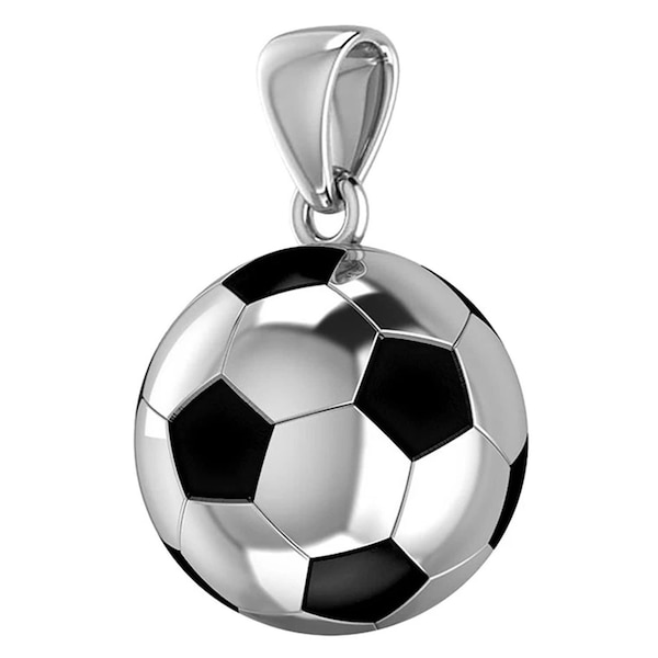 US Jewels 0.925 Sterling Silver 3D Soccer Ball Pendentif de football, disponible en 3 tailles