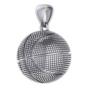 US Jewels 925 Sterling Silver Textured Basketball Sports Pendant, Available in Two Sizes
