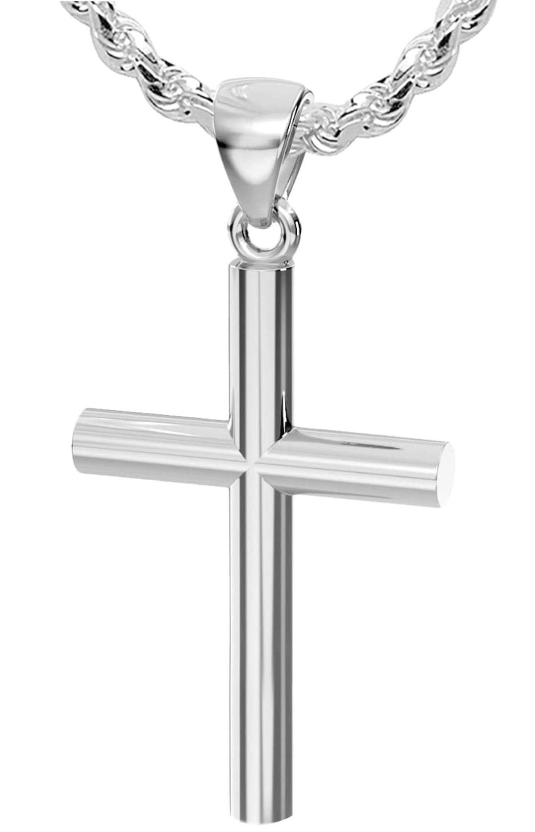 Men's XL Heavy Solid 2in 925 Sterling Silver Christian Cross Pendant ...