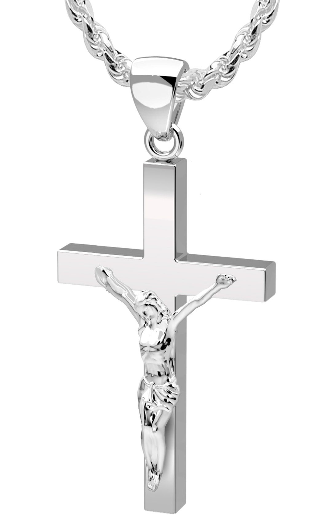 Men's XL Heavy Solid 2in 925 Sterling Silver Crucifix Cross Pendant ...