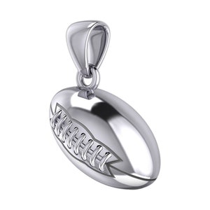0.925 Sterling Silver 3D Football Medal Pendant, Available in 2 Sizes