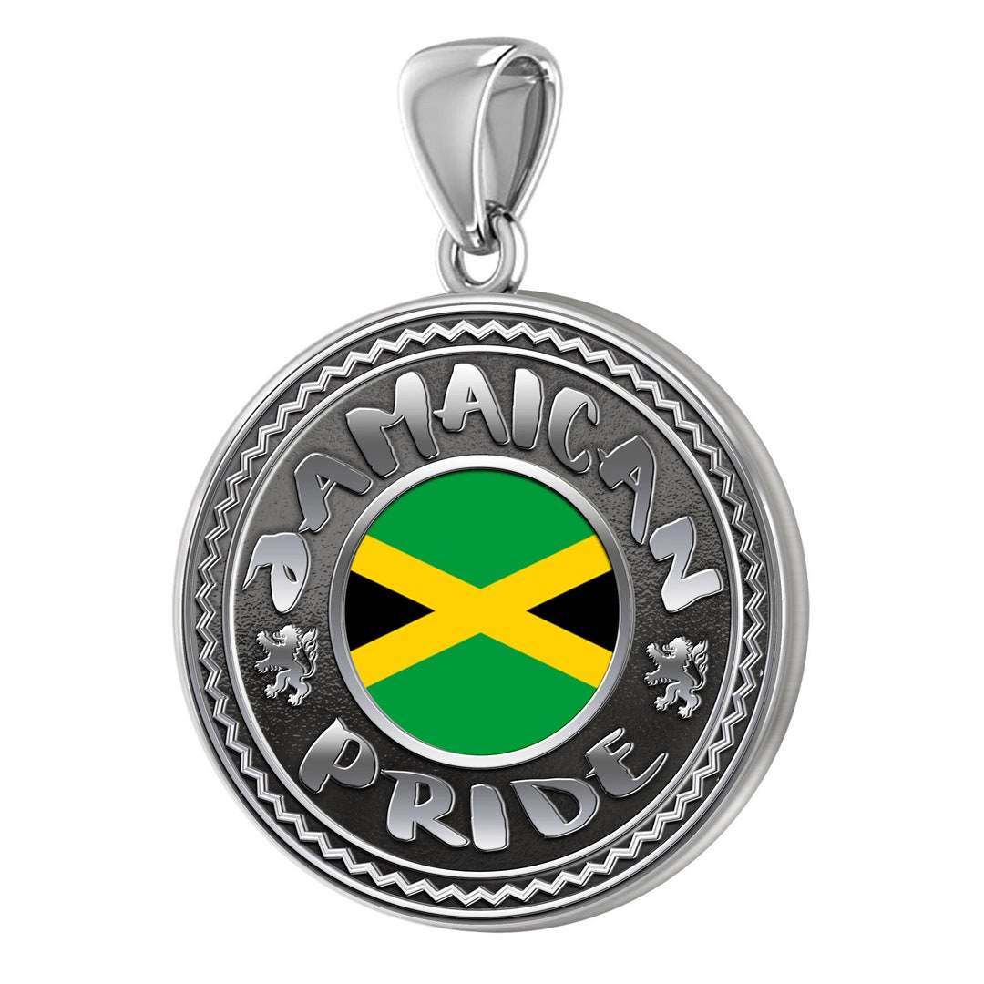 Men's 925 Sterling Silver Jamaican Pride Medal Pendant Etsy UK