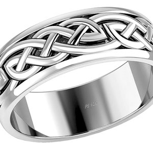 Men's 925 Sterling Silver Irish Celtic Knot Wedding Spinner Ring Band