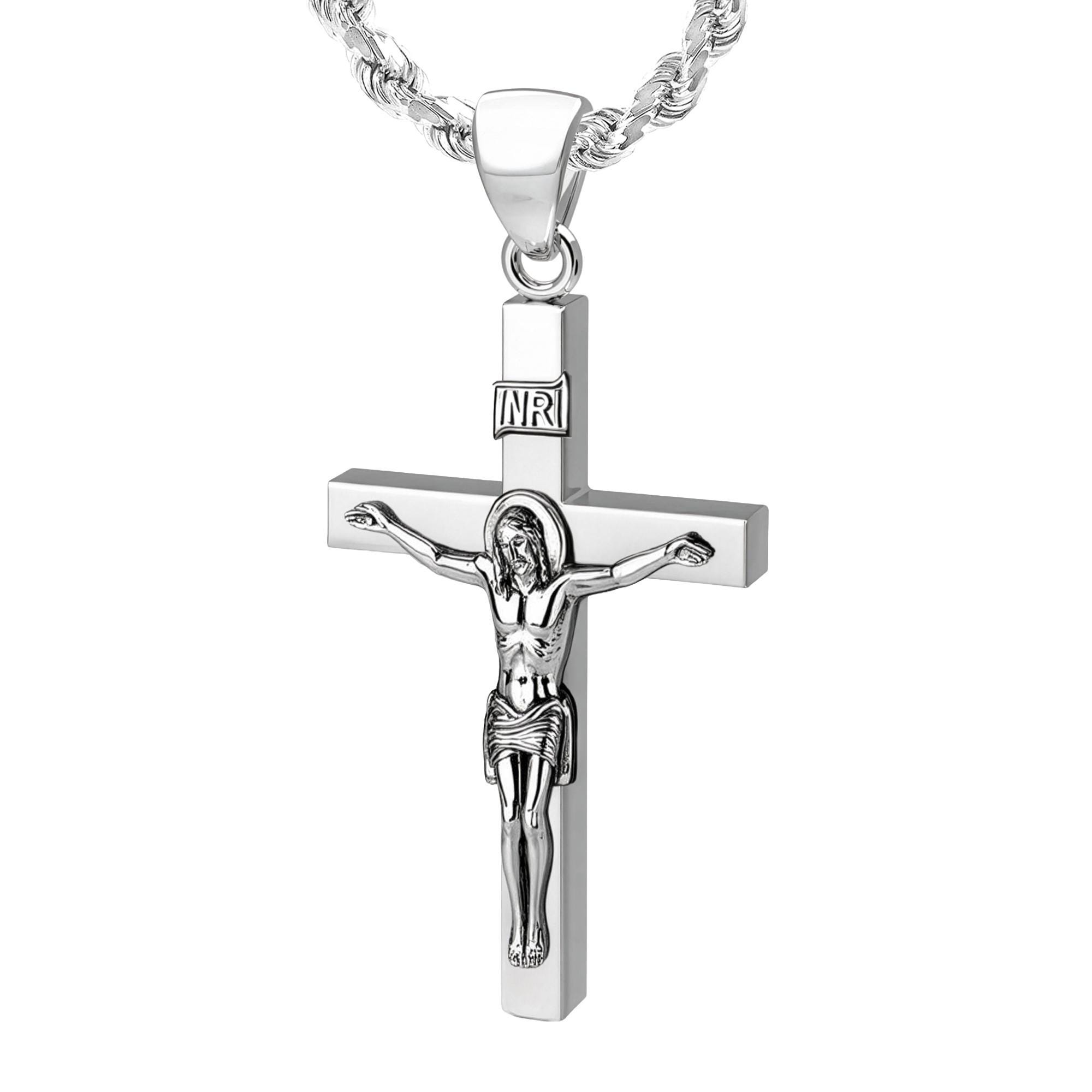 Men's XL Heavy Solid 2in 925 Sterling Silver Crucifix Cross Pendant ...