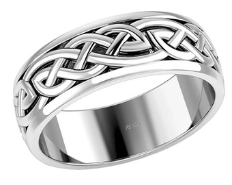 US Jewels Womens 0.925 Sterling Silver Modern Irish Celtic Knot Ring Band US Jewels Womens 0.925 Sterling Silver Modern Irish Celtic Knot Ring Band
