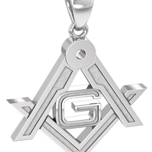 US Jewels Men's 925 Sterling Silver 35mm Masonic Pendant