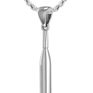 Large 925 Sterling Silver 3D Baseball Bat Pendant Necklace, Available in 33mm
