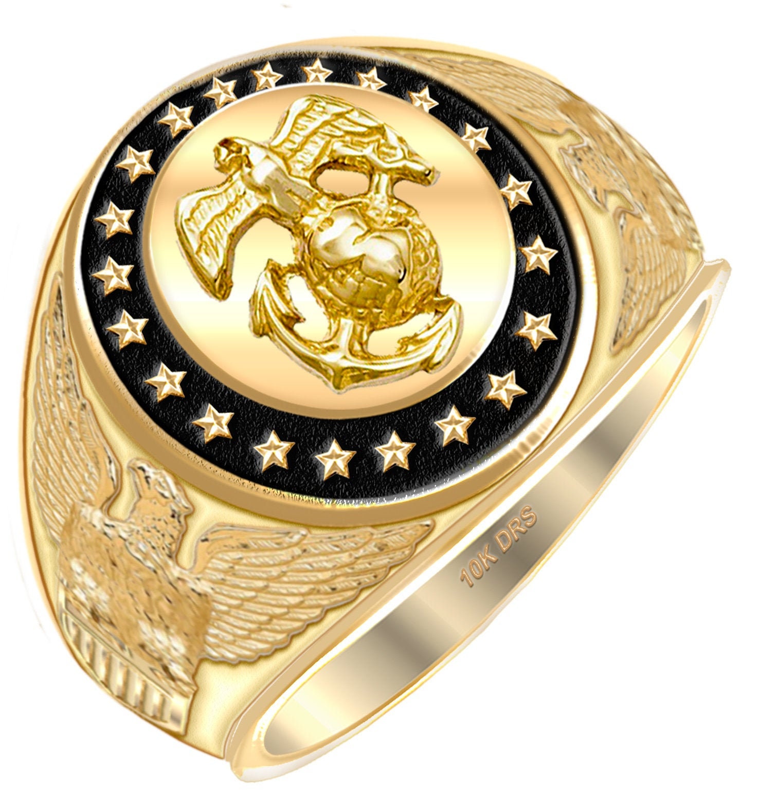 Men's 14k or 10k Yellow or White Gold United States US Marine Corps ...