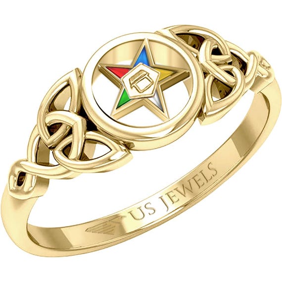 US Jewels フリーメイソン メンズ 14K イエローゴールド 9mm 