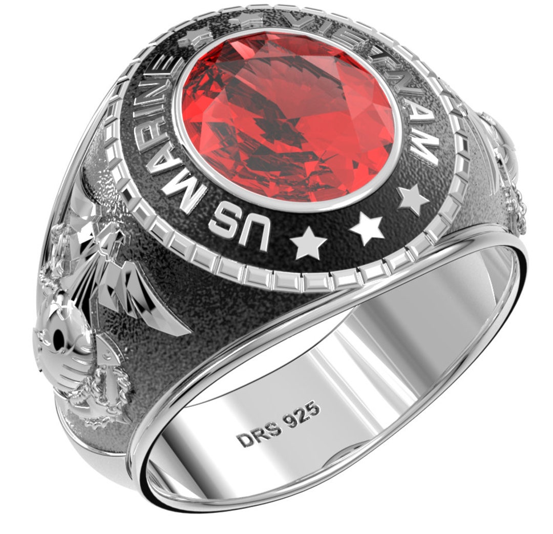 Customizable Vietnam Men's 925 Sterling Silver US Marine Corps Military ...