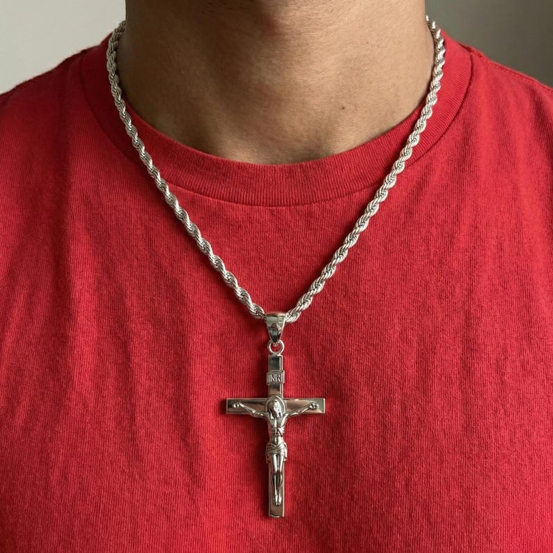 Men's XL Heavy Solid 2in 925 Sterling Silver Crucifix Cross Pendant ...