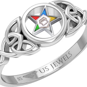 US Jewels Masonic Ladies 925 Sterling Silver 9mm Eastern Star Ring