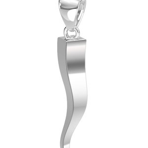 Men&#39;s 28mm 925 Sterling Silver Cornicello Italian Horn Good Luck Pendant
