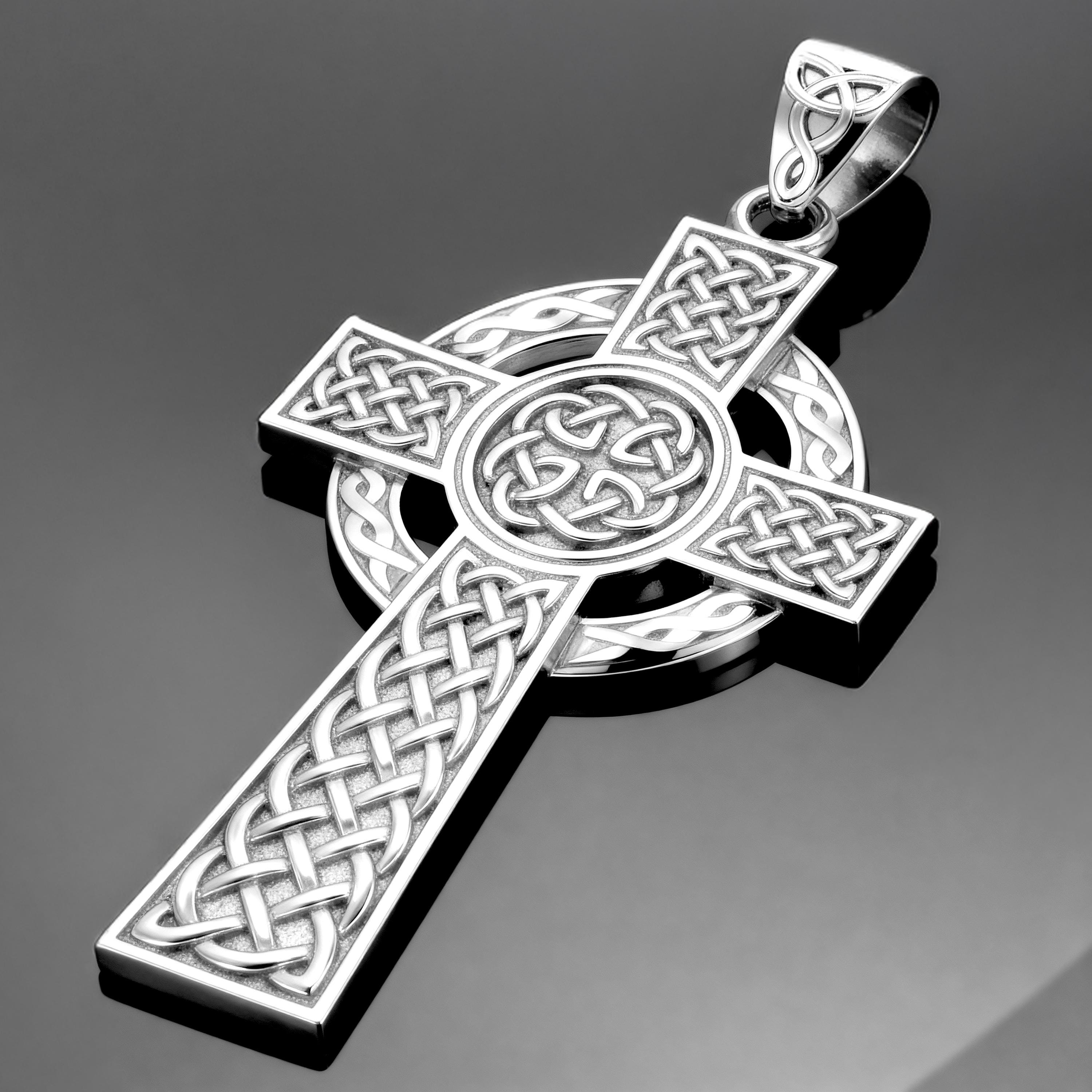 Men's Sterling Silver Irish Celtic Knot Cross Polished Pendant Only - Etsy
