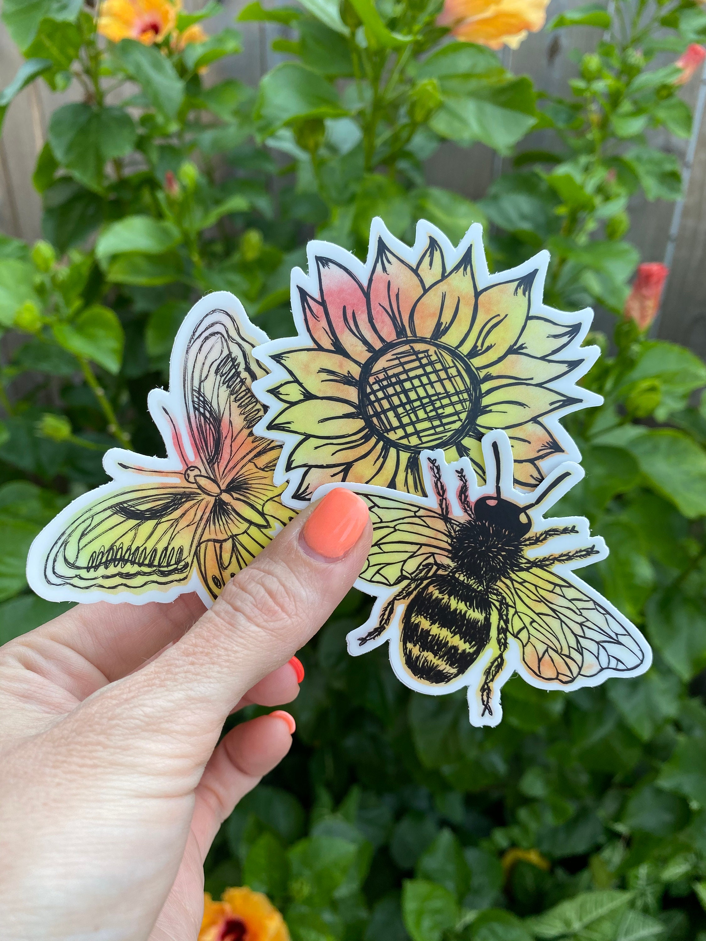 Watercolor Sunflower Sticker Matte Vinyl Water Bottle | Etsy