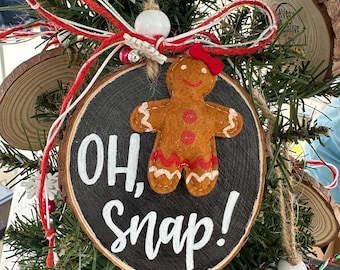 Custom Wooden Ornament Gingerbread Wood Slice Ornament Natural Wood Beads Christmas Gift Tag