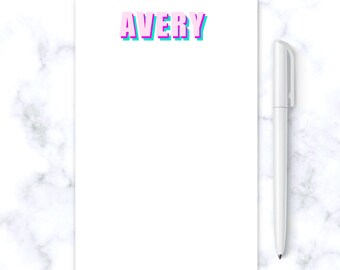 Notepad Modern Block Name Custom Teacher Name Notepad Cute Teacher Gift Back to School Gift Writing Pad Personalized Stationary