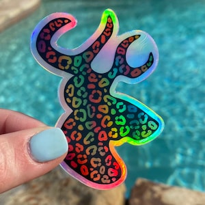 Metallic Rainbow Leopard Deer Vinyl Sticker Deer Park Rainbow Sticker