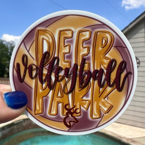 Deer Park Volleyball Script vinilo pegatina con letras a mano impermeable lavavajillas seguro calcomanía botella de agua pegatina portátil calcomanía iPad pegatina