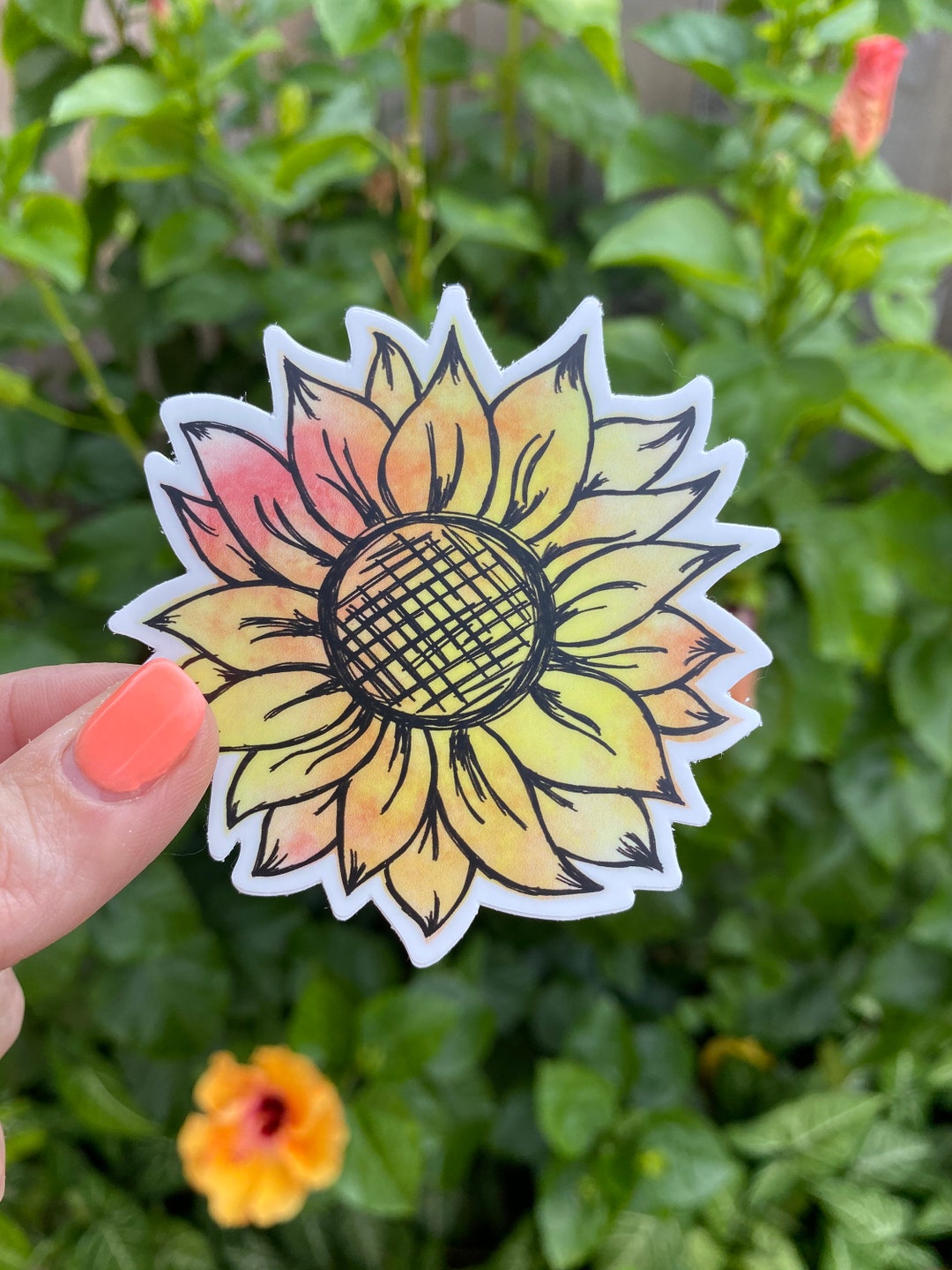 Watercolor Sunflower Sticker | Matte Vinyl | Water Bottle | Laptop ...