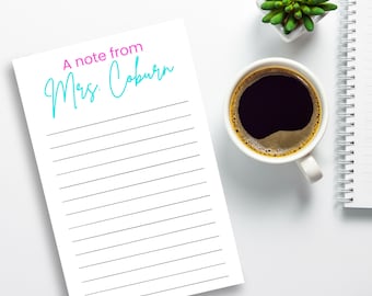 Modern Script Name Notepad Custom Teacher Name Notepad Cute Teacher Gift Back to School Gift Writing Pad School Stationary