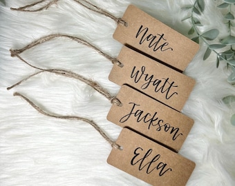 Custom Gift Tags Personalized Bridesmaid Tag Kraft Brown Cardstock Tags for Group Name Tag Handwritten Name Labels Bridal Party Gifts