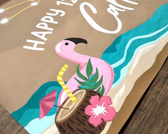 Banner Custom Tropical Beach Party Theme Brown Paper