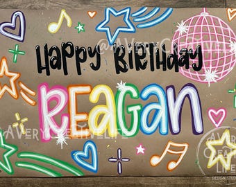 Neon Custom Banner Brown Paper Bright Party Decor
