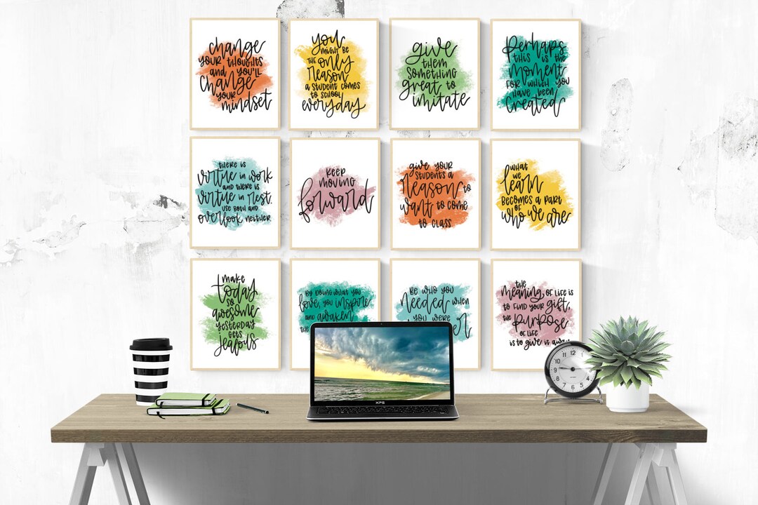 SET OF 12 Positive Teacher Quote Print Set Classroom Decor Art Prints ...